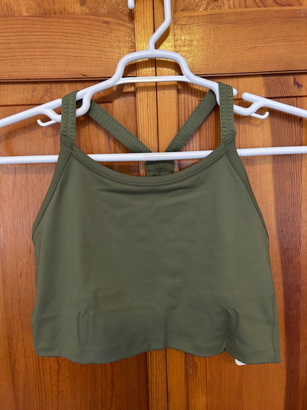 Phoenix Olive Green Multi‑Strap High‑Neck Sports Bra Plus 2X C–DD NWT Activewear